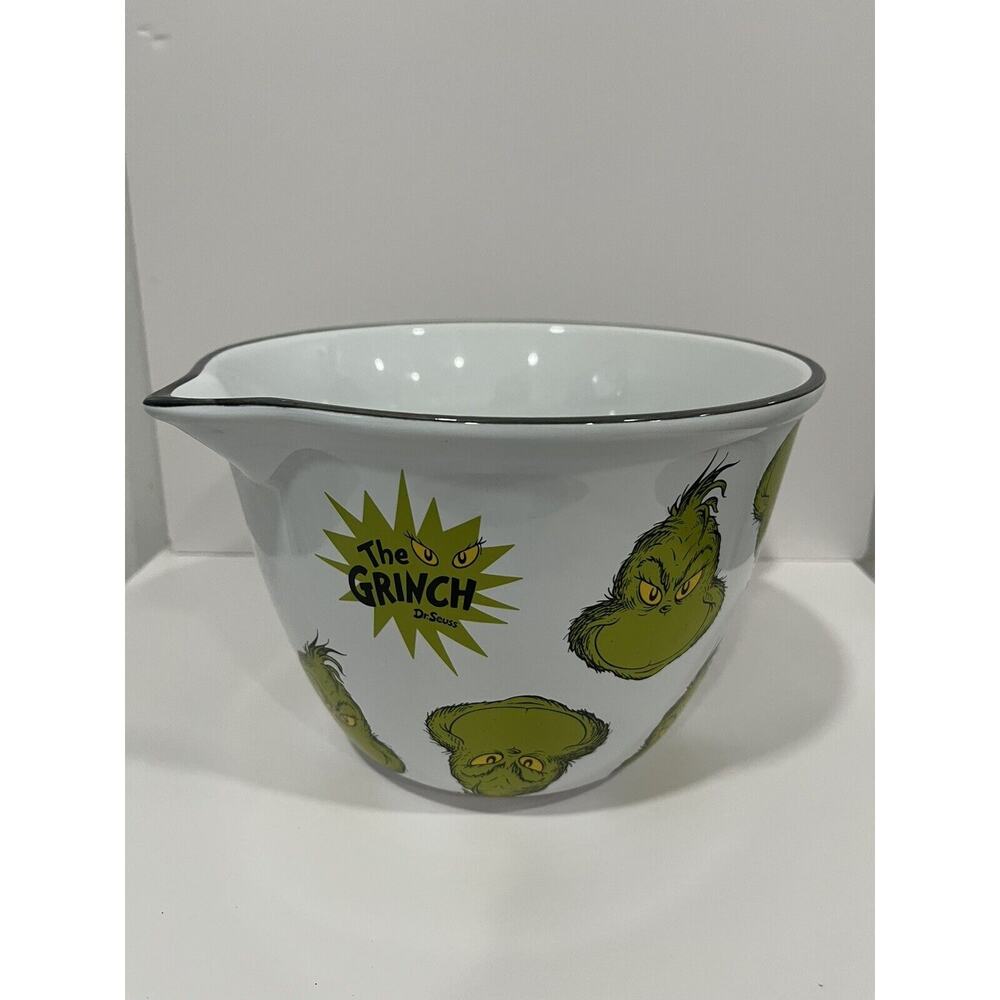 The Grinch 10 Cup Ceramic Christmas Mixing Bowl with Handle /Spout Dr. Seuss New